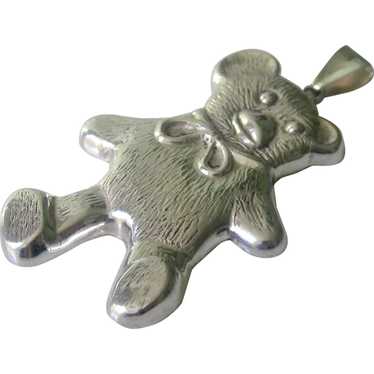 ADORABLE! Sterling Silver Large Teddy Bear Pendant - image 1