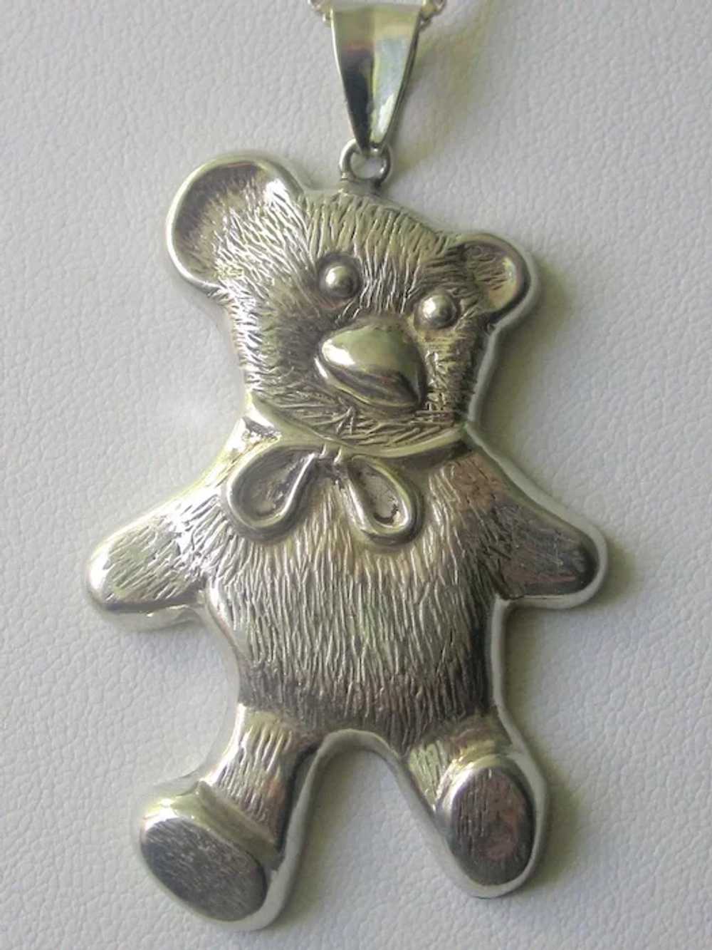 ADORABLE! Sterling Silver Large Teddy Bear Pendant - image 2