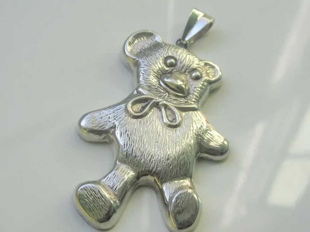ADORABLE! Sterling Silver Large Teddy Bear Pendant - image 3