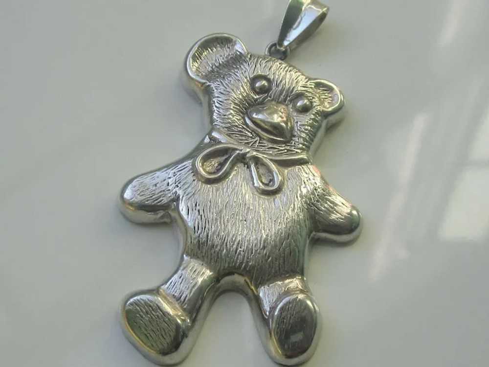 ADORABLE! Sterling Silver Large Teddy Bear Pendant - image 4