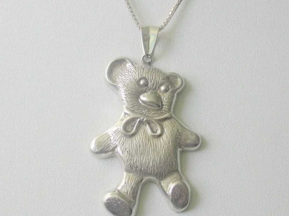 ADORABLE! Sterling Silver Large Teddy Bear Pendant - image 6