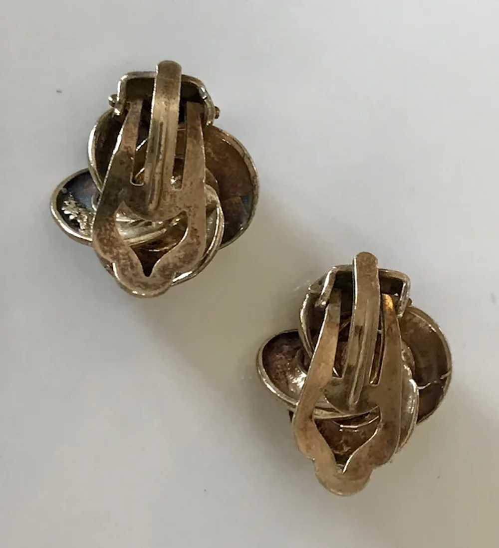 Arts and Crafts Period Gold Floral Clip Earrings - image 3