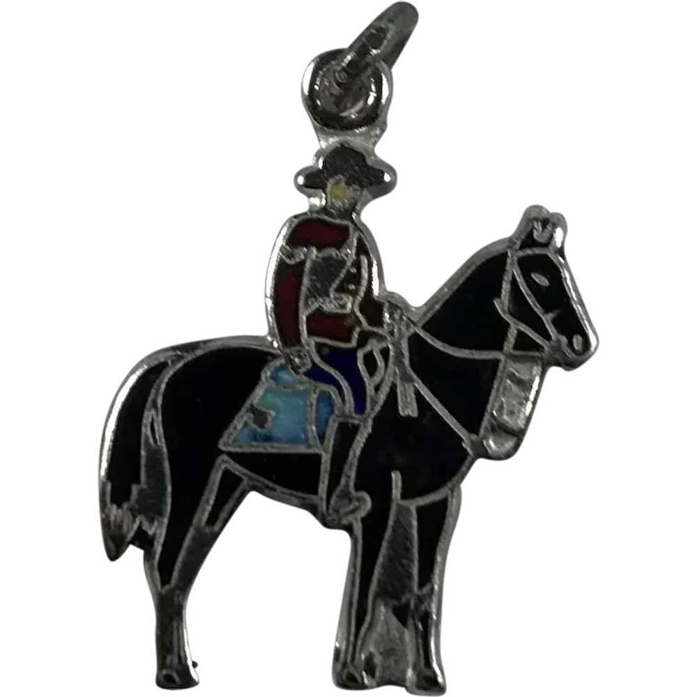Sterling Silver and Enamel Mounted Police Officer… - image 1