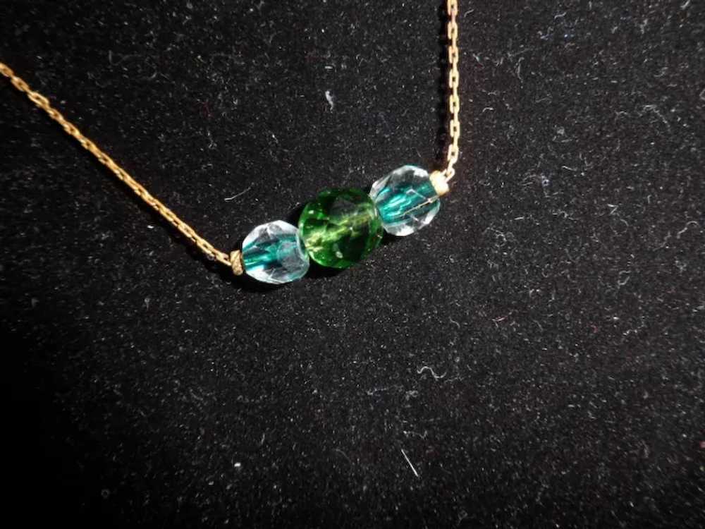 Edwardian Green English Crystal Necklace 24" - image 4