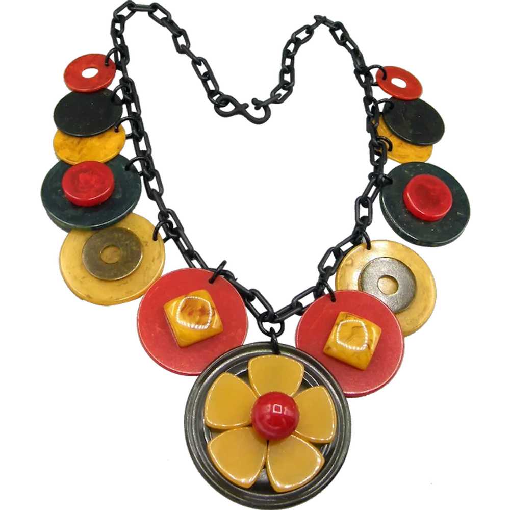 Colourful Bakelite Artisan Necklace - image 1