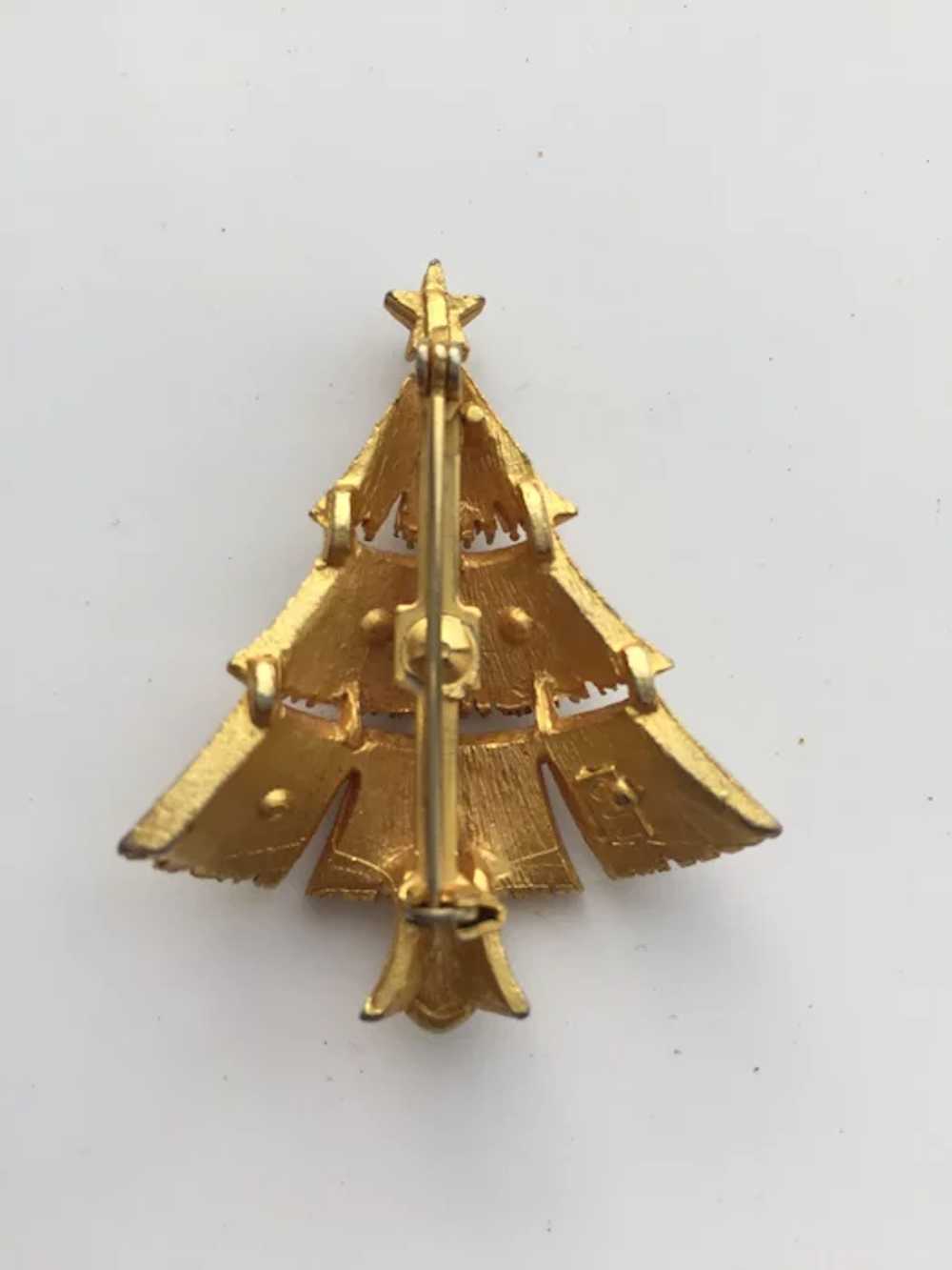 Pretty Vintage Signed "JJ" Christmas Tree Pin - B… - image 2