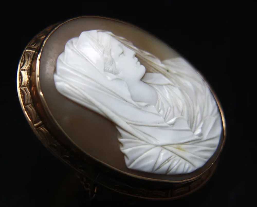 Large Victorian 14ct Shell Cameo of Virgin Mary W… - image 10