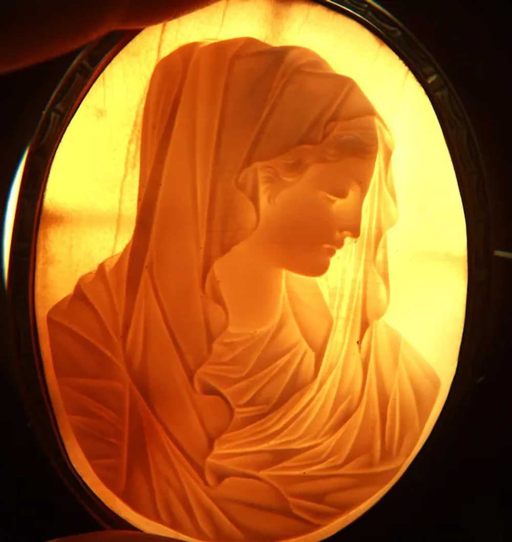 Large Victorian 14ct Shell Cameo of Virgin Mary W… - image 11