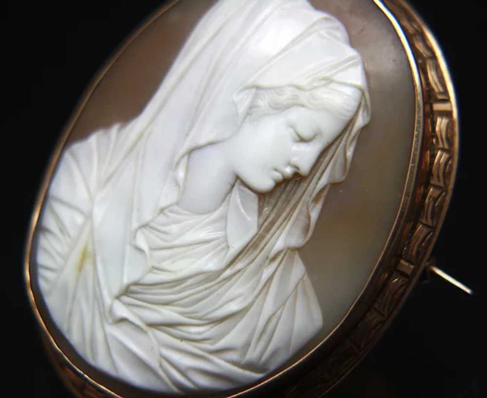 Large Victorian 14ct Shell Cameo of Virgin Mary W… - image 8