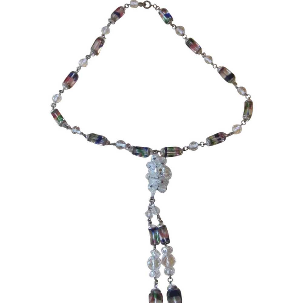 Unusual Vintage Rainbow Glass and Crystal Bead Ne… - image 1