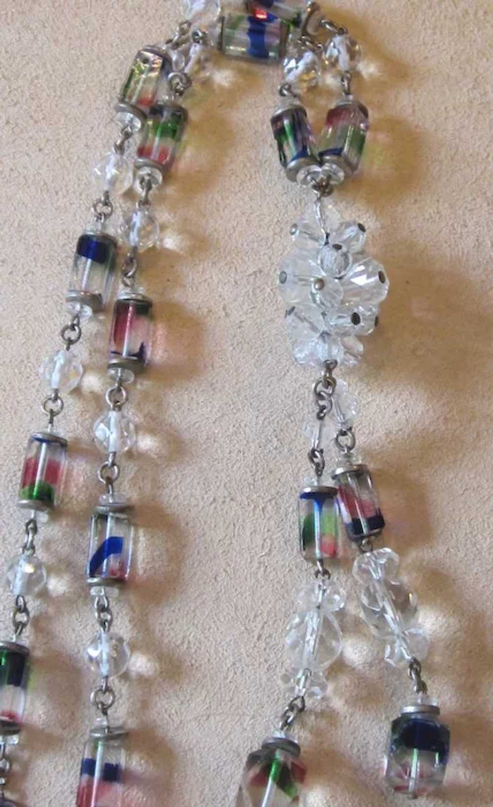 Unusual Vintage Rainbow Glass and Crystal Bead Ne… - image 3