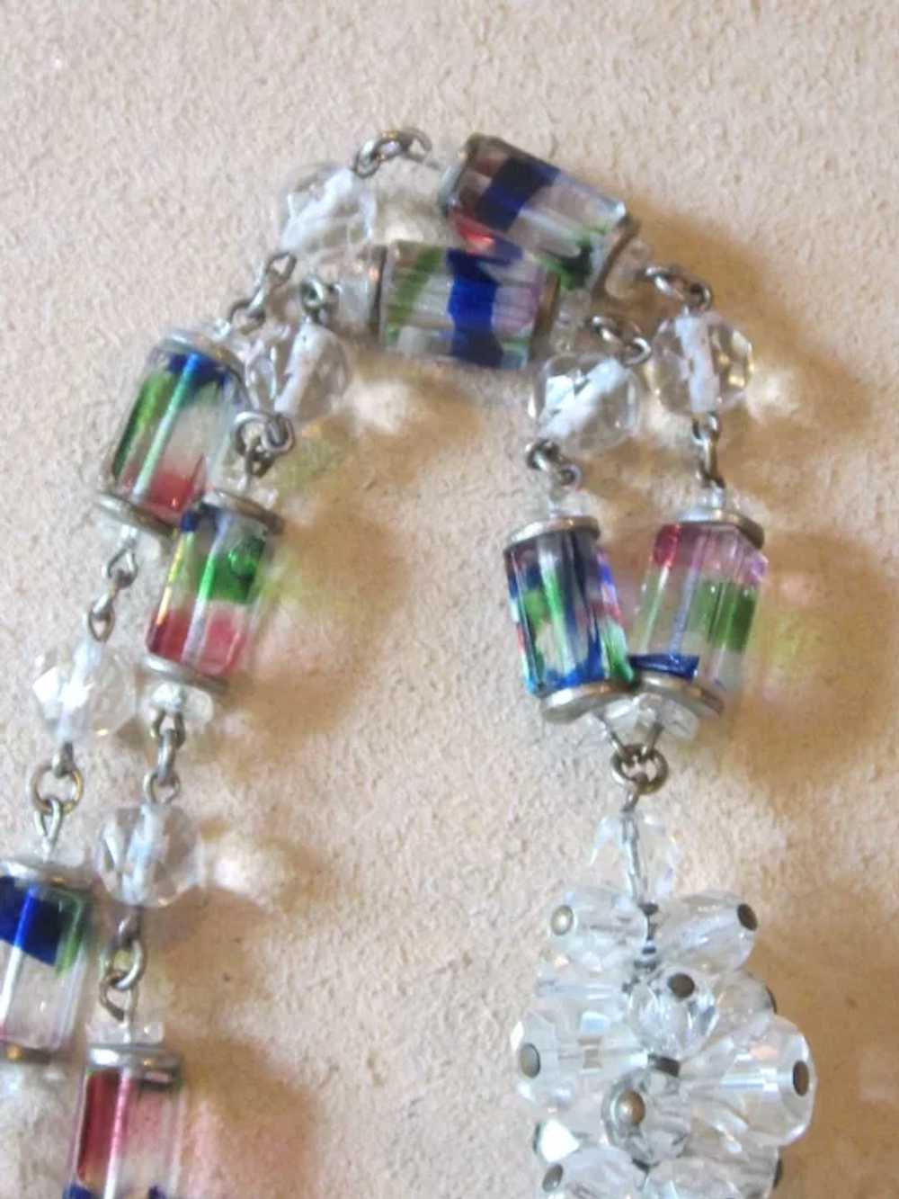 Unusual Vintage Rainbow Glass and Crystal Bead Ne… - image 4