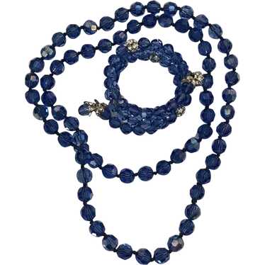 Stunning Blue Vintage Long Necklace and Bracelet - image 1