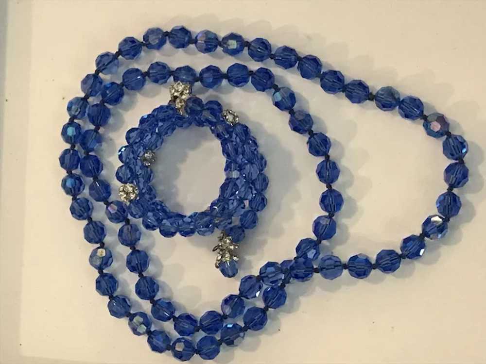 Stunning Blue Vintage Long Necklace and Bracelet - image 3