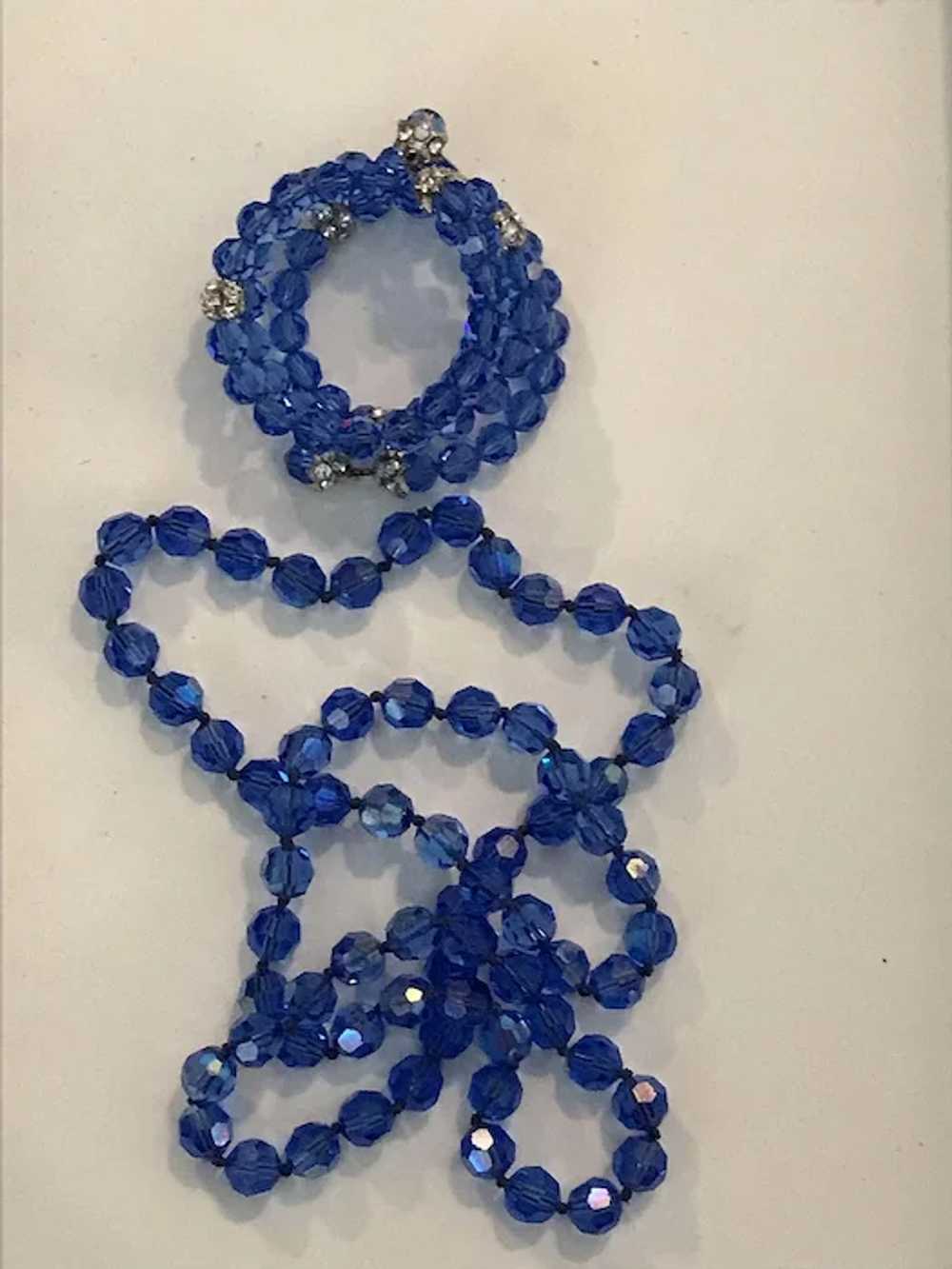 Stunning Blue Vintage Long Necklace and Bracelet - image 4