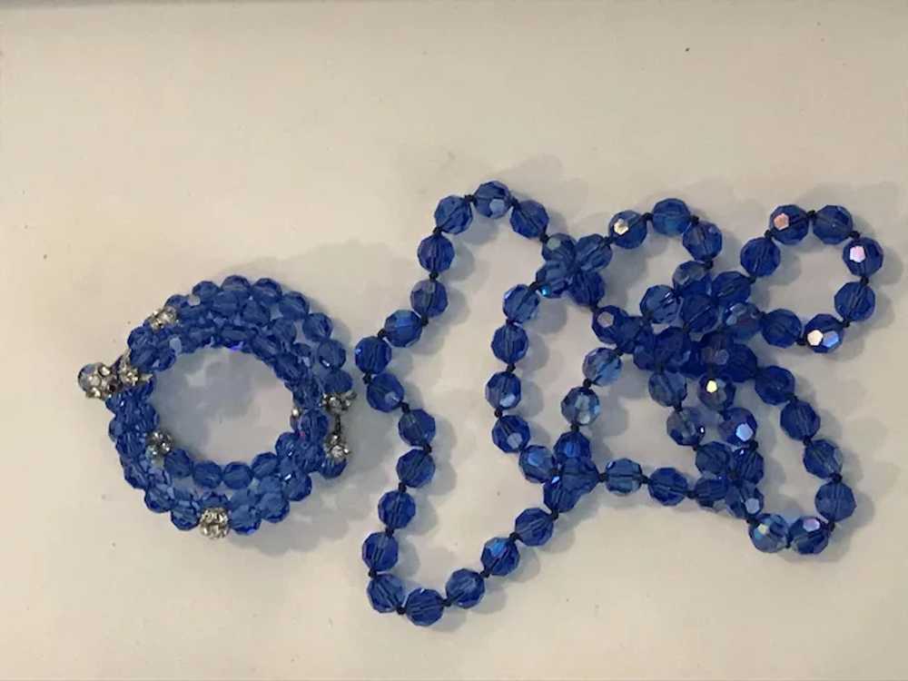 Stunning Blue Vintage Long Necklace and Bracelet - image 6