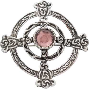 Celtic Knot Silver Plate Foiled Paste Brooch / Pin