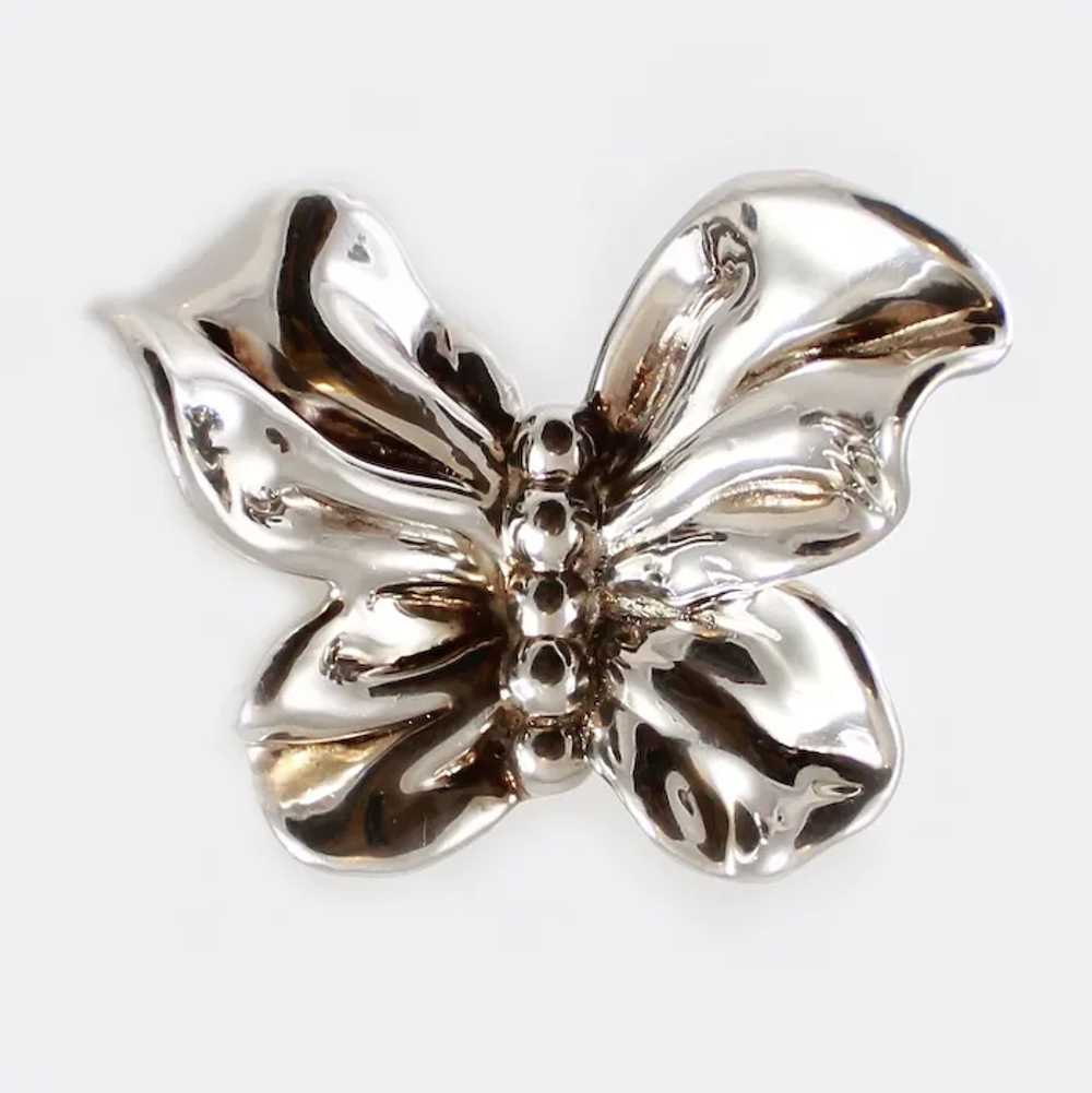 Sterling Butterfly 3 - D Ruffled Puffy Brooch - image 1