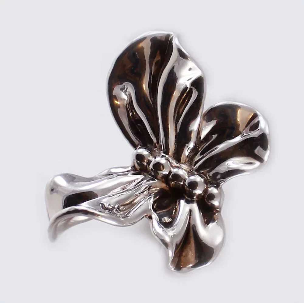 Sterling Butterfly 3 - D Ruffled Puffy Brooch - image 3