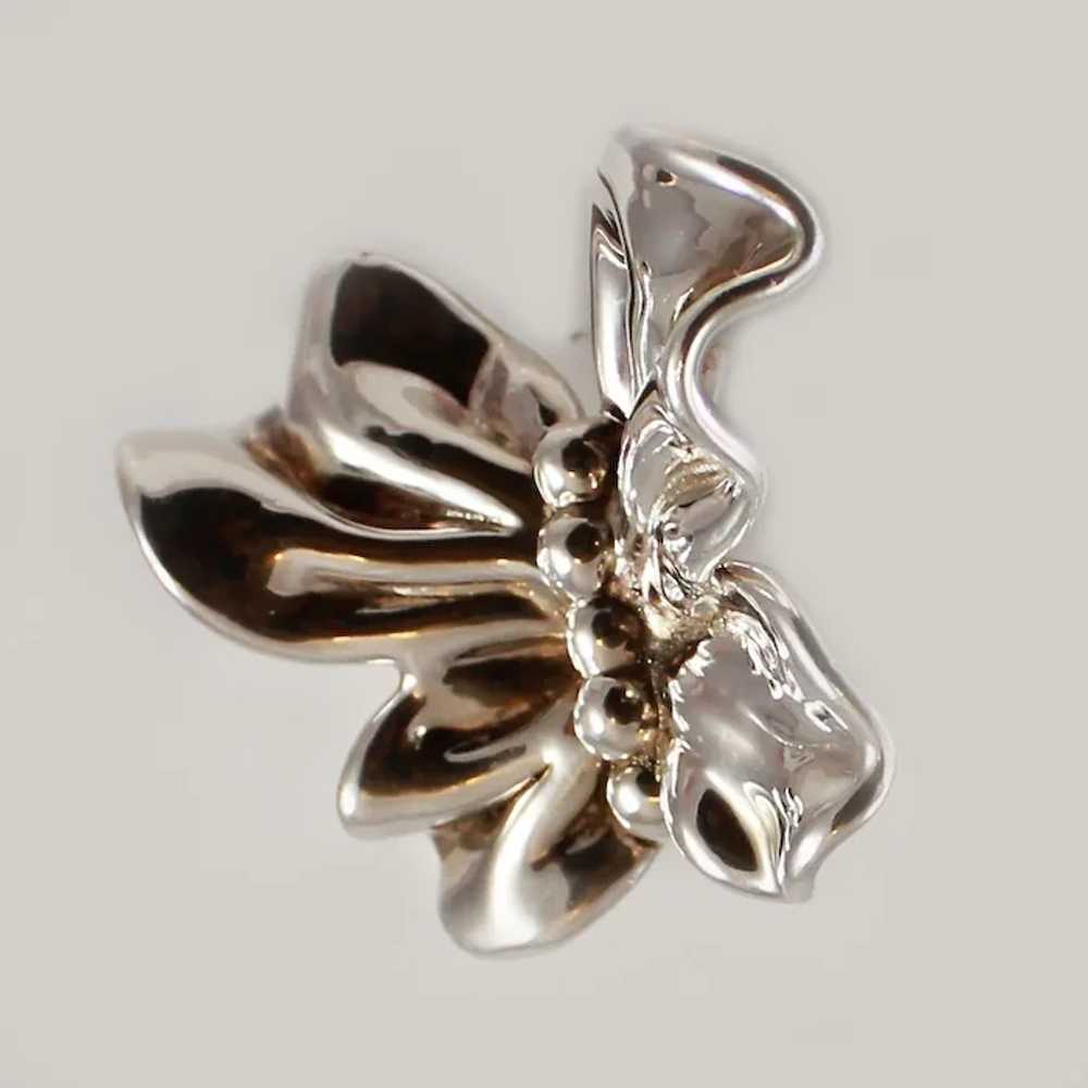 Sterling Butterfly 3 - D Ruffled Puffy Brooch - image 4