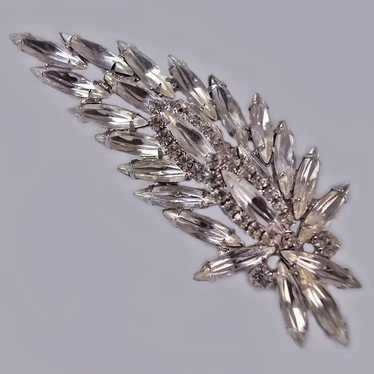 Sparkling Rhinestone Leaf Brooch c1950's