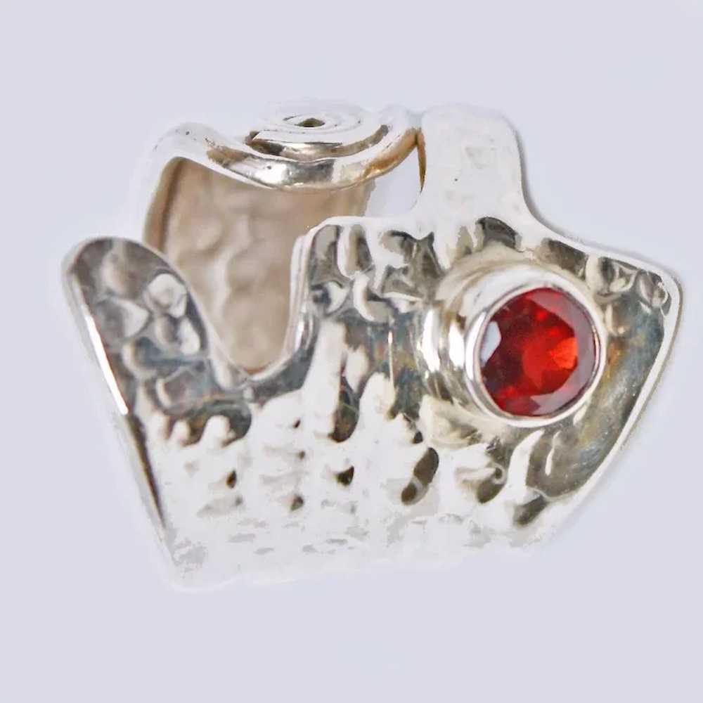 Abstract Garnet Polished Hammered Sterling Silver… - image 3