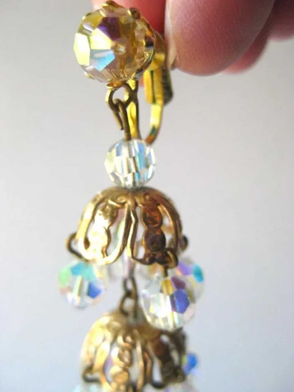 Layered Crystal Chandelier Earrings Extra Long / … - image 3