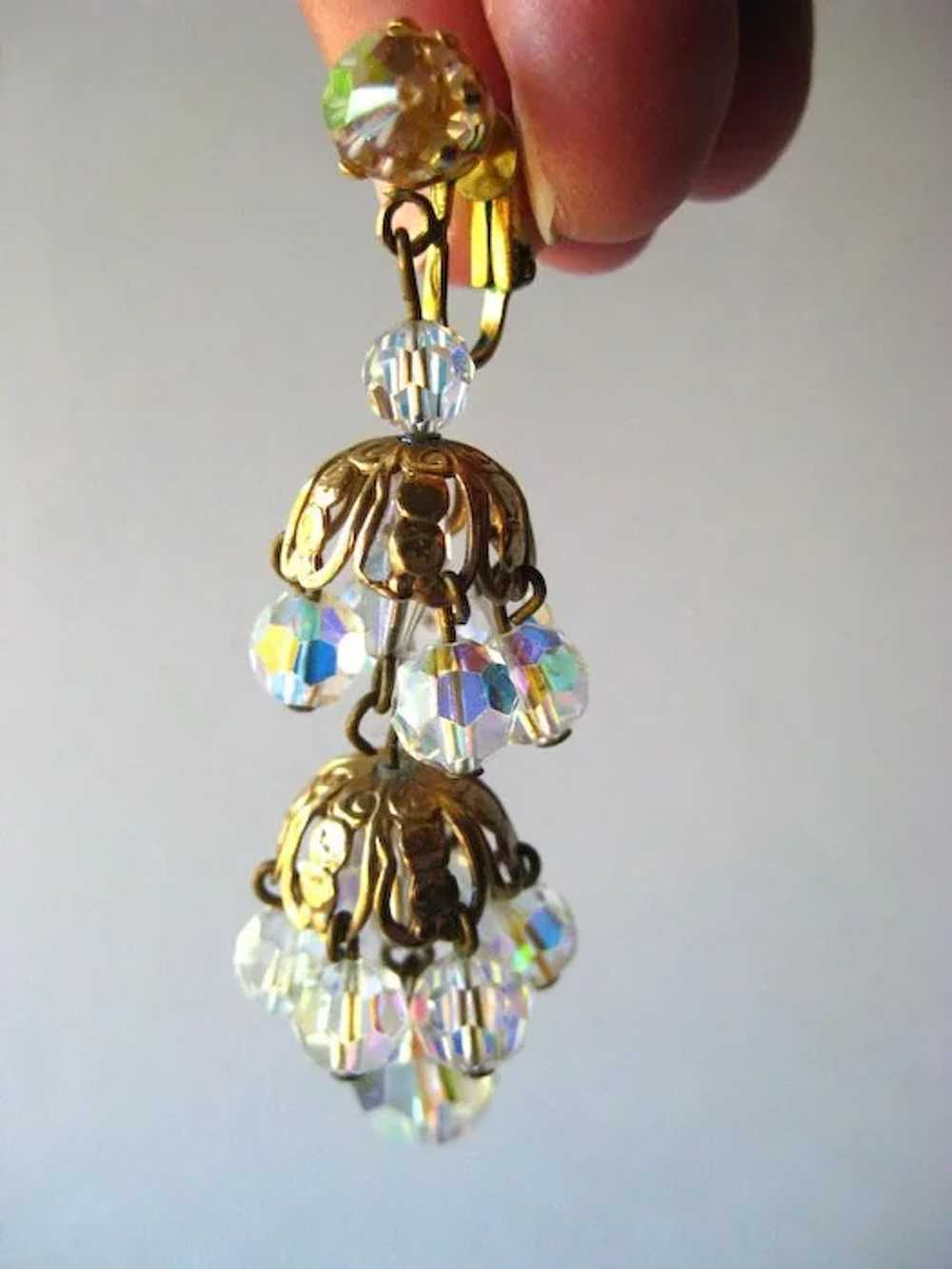 Layered Crystal Chandelier Earrings Extra Long / … - image 4