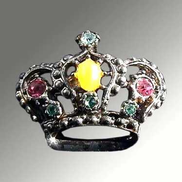 Rhinestone Crown Pin - image 1