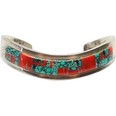 Vintage Native American sterling silver inlaid wav