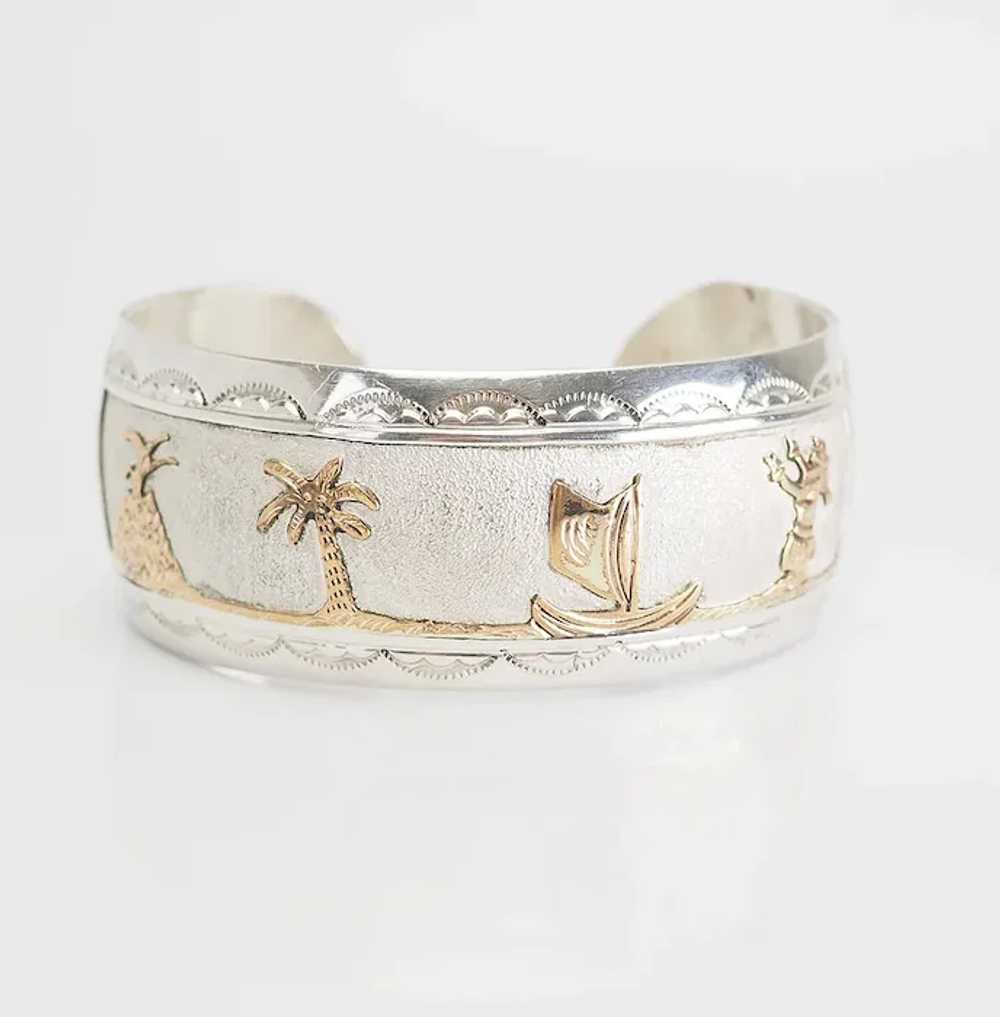 Vintage sterling silver gold filled bracelet earr… - image 2