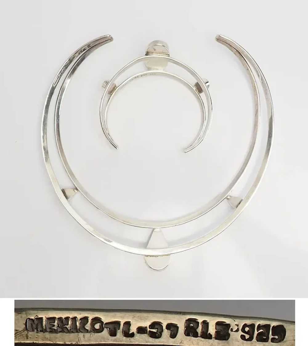 Vintage sterling silver modernist black onyx neck… - image 4