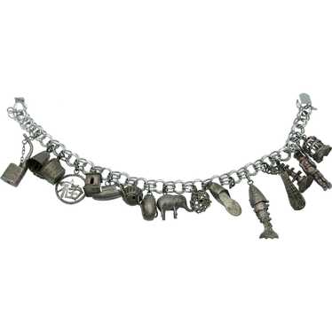 Vintage Sterling Silver Asian Theme Charm Bracelet - image 1
