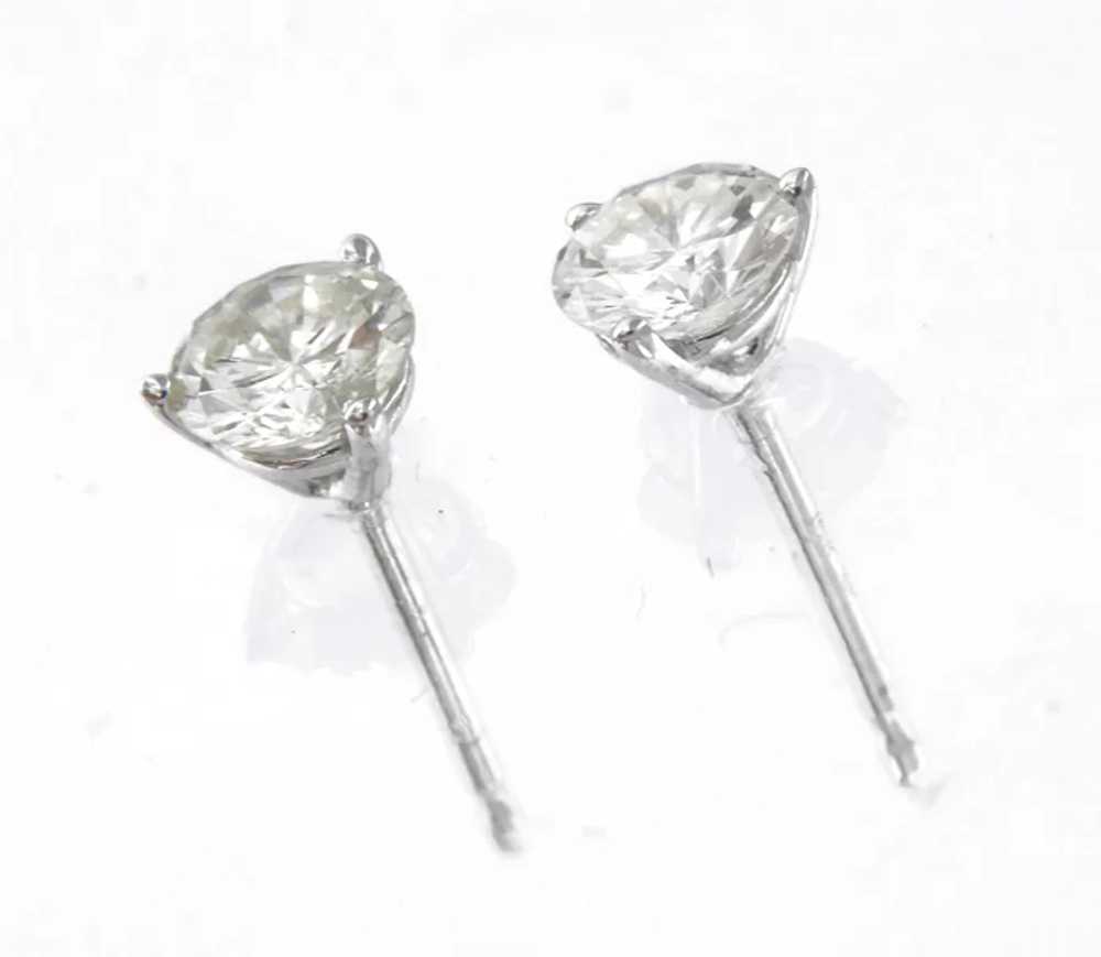 0.75 cwt Diamond Stud Earring in 14 kt White Gold… - image 2