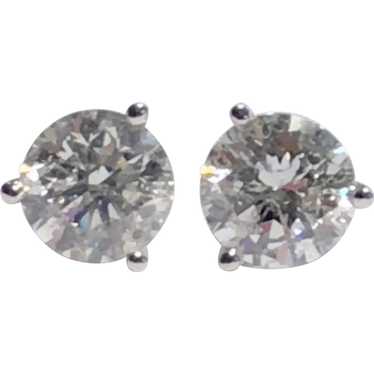 2 ct Diamond Stud Earrings in 14 kt Martini Setti… - image 1