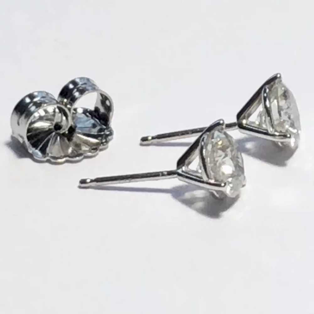 2 ct Diamond Stud Earrings in 14 kt Martini Setti… - image 2
