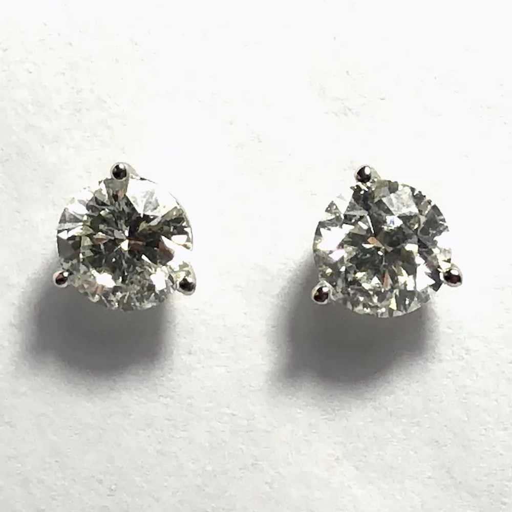2 ct Diamond Stud Earrings in 14 kt Martini Setti… - image 3