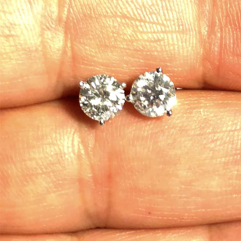2 ct Diamond Stud Earrings in 14 kt Martini Setti… - image 5