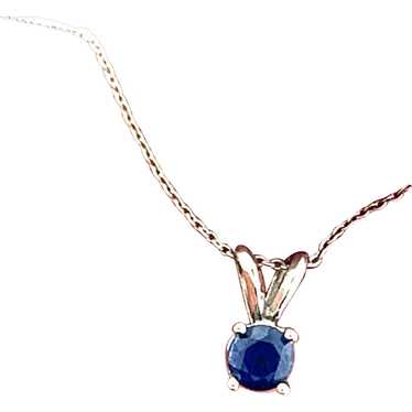 Fine Blue Sapphire Solitaire Pendant in 14kt White