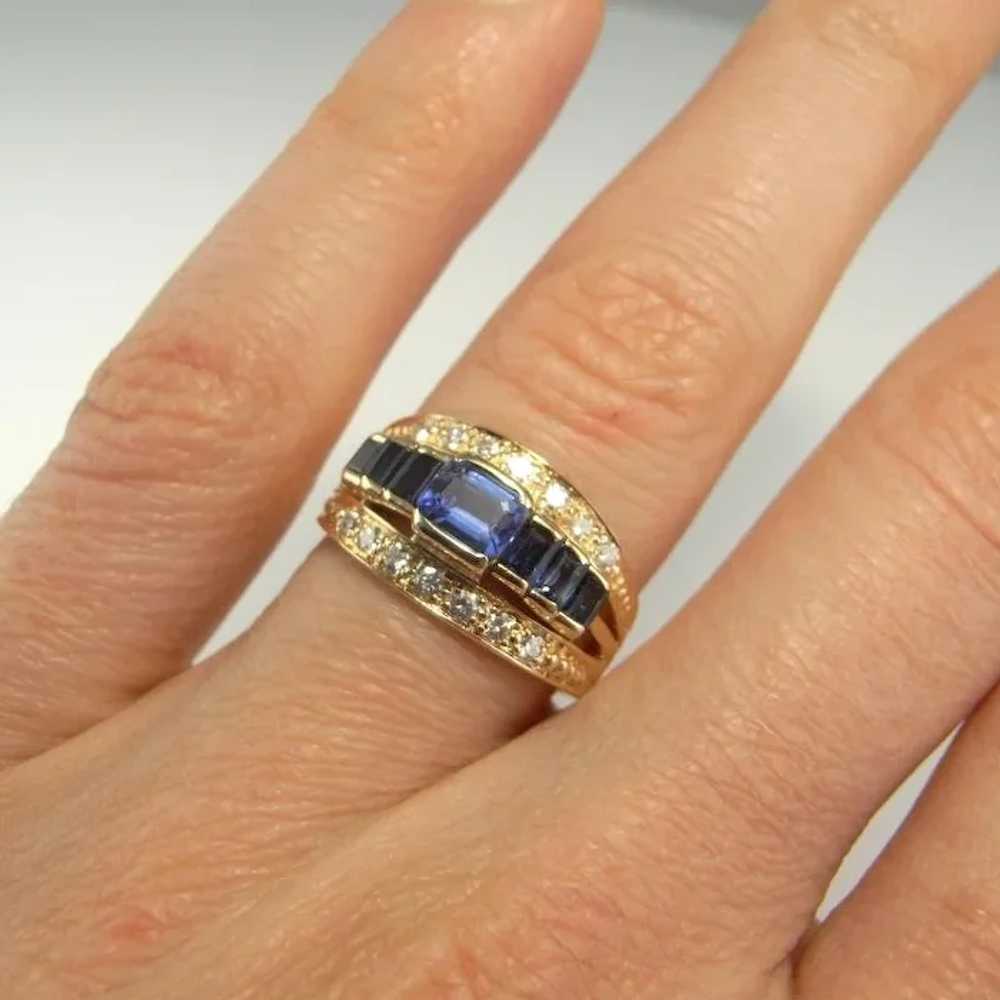 Emerald Cut Sapphire Engagement Ring Natural Blue… - image 5