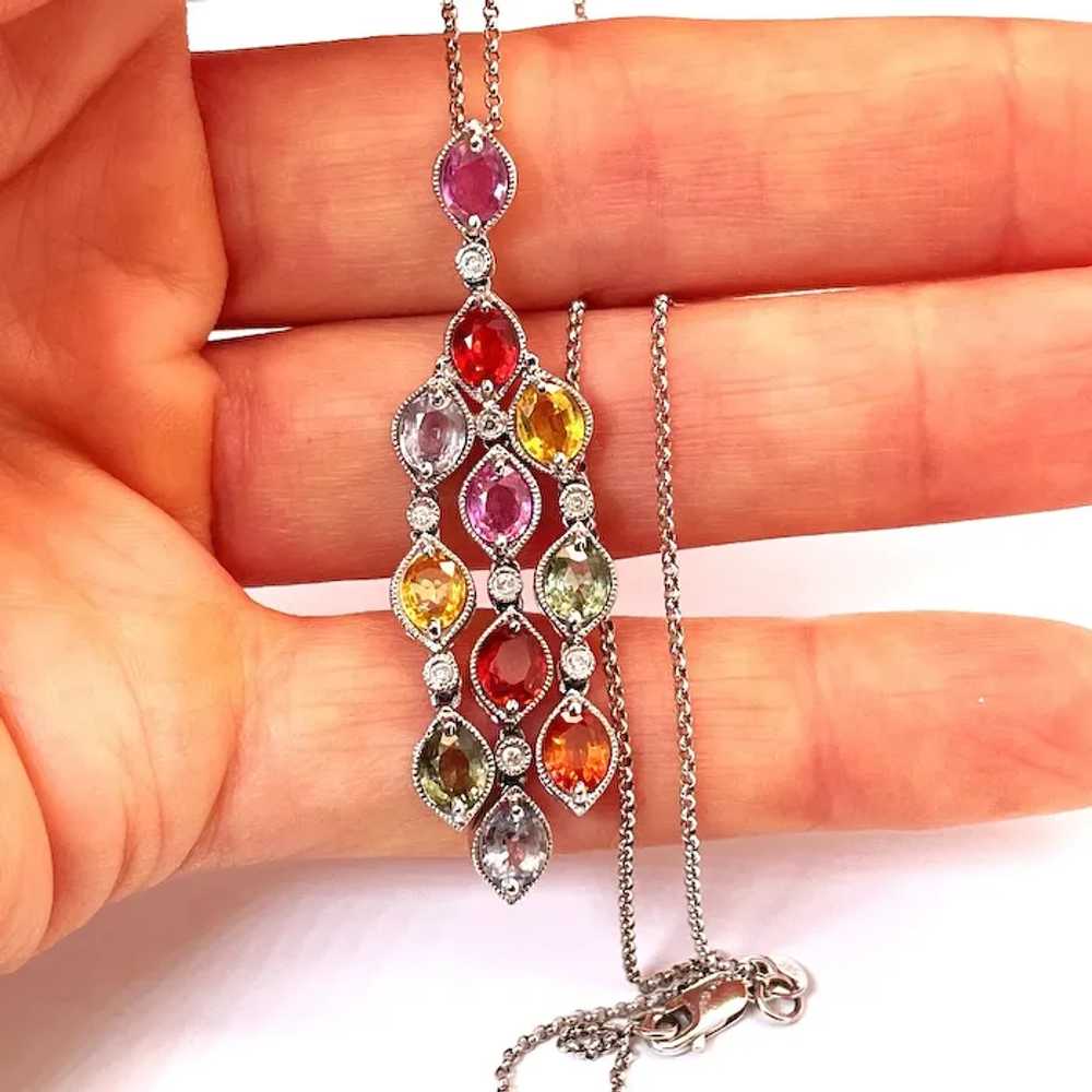 Fancy Color Natural Sapphire Diamond Pendant Neck… - image 4