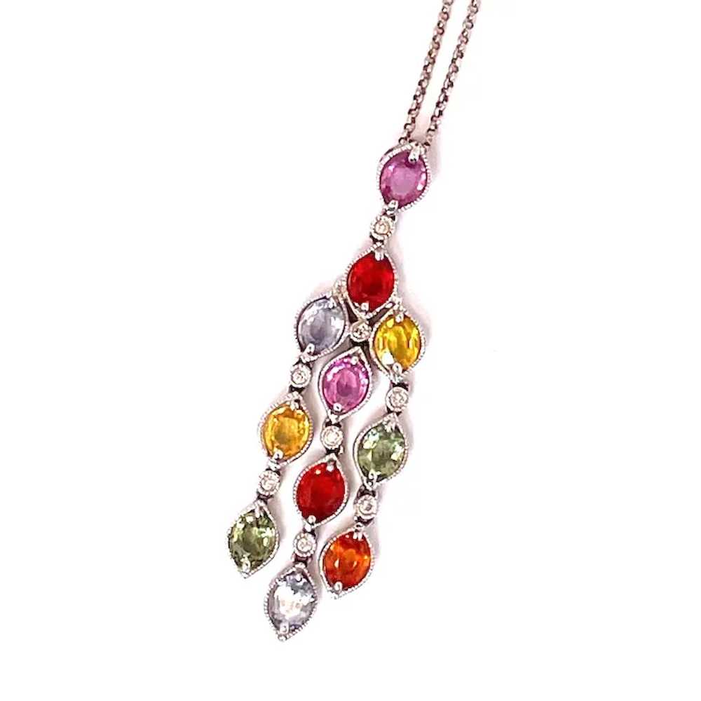 Fancy Color Natural Sapphire Diamond Pendant Neck… - image 5