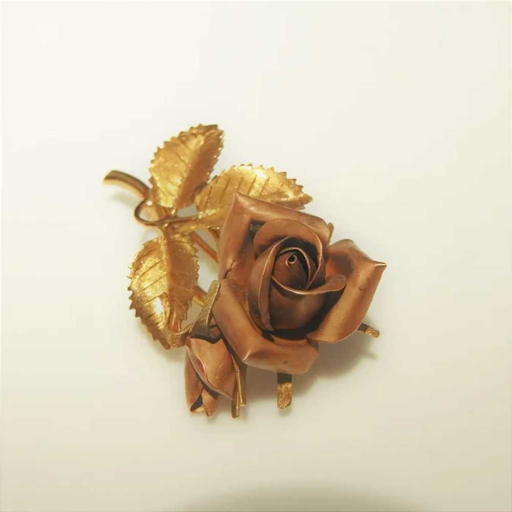 Rose Pin Brooch 14K Rose Gold Yellow Gold Multito… - image 4