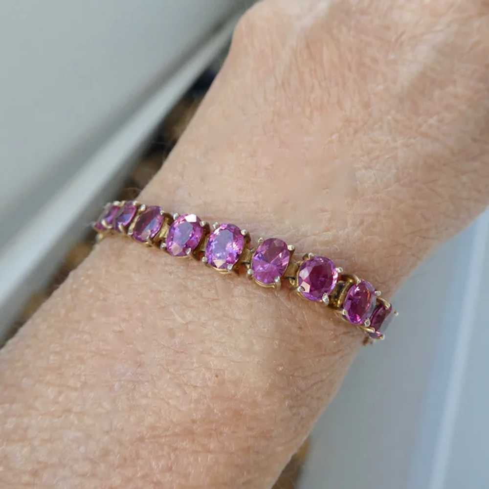 Antique 9ct 9K Gold Amethyst Line Bracelet - image 3