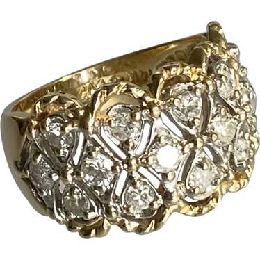 14K Yellow Gold and Wide Diamond Band