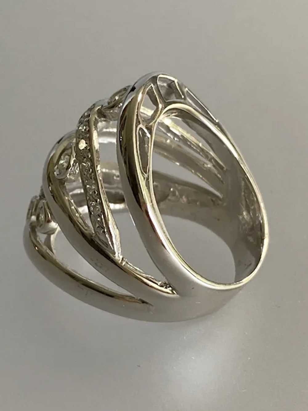 14K White Gold Asymmetrical Diamond Ring - image 3