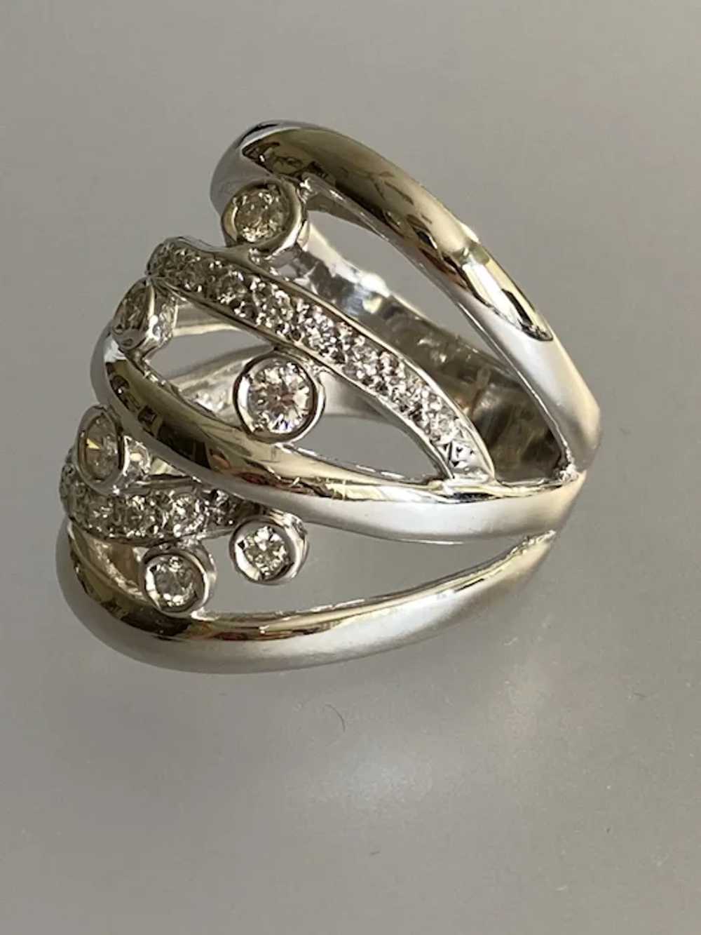 14K White Gold Asymmetrical Diamond Ring - image 4