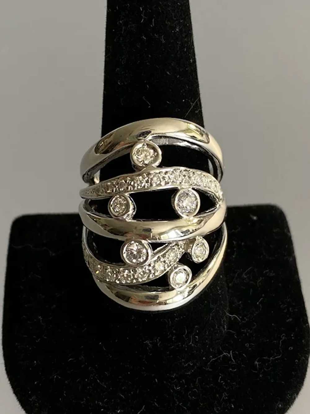 14K White Gold Asymmetrical Diamond Ring - image 7