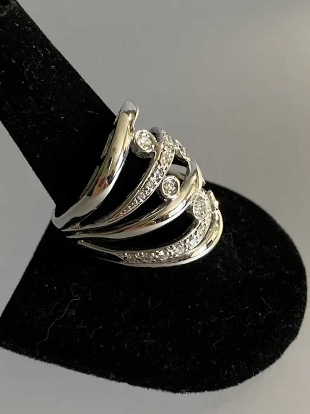 14K White Gold Asymmetrical Diamond Ring - image 8