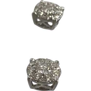 14K WG Diamond Cluster Earrings